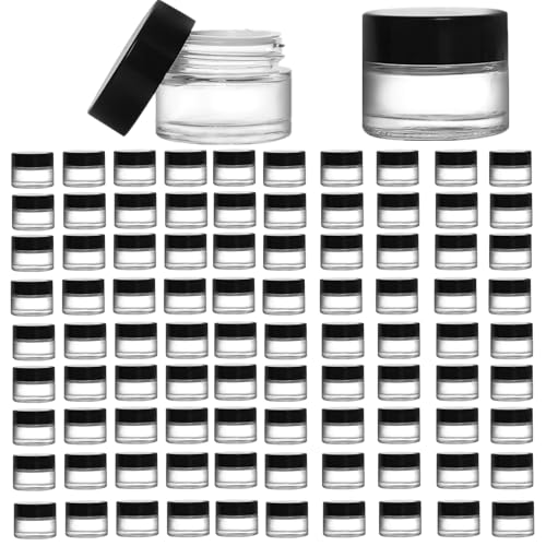 90 Pack 5ml Glass Lip Balm Containers with Airtight Lids - Refillable Cosmetic Jars for Skincare & Travel