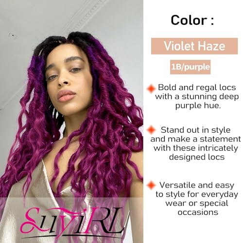 Faux Locs Crochet Hair 24 Inch Goddess Locs Curly Ends for Black Women - 6 Packs, Purple Variation