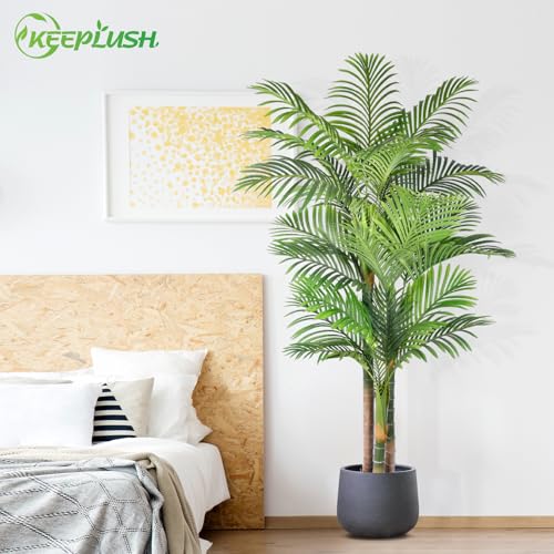 6ft Golden Cane Palm Artificial Tree - Large Tropical Faux Plant for Indoor & Outdoor Decor