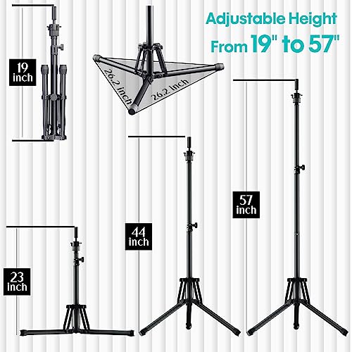 Adjustable Mannequin Head Stand Tripod for Wig Styling - Black