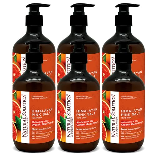 Natural Solution Hand Wash - Moisturizing Blood Orange & Himalayan Pink Salt Liquid Soap - 14 oz (Pack of 6) | Hydrating & Gentle Formula | Ideal for Daily Use packaging may vary