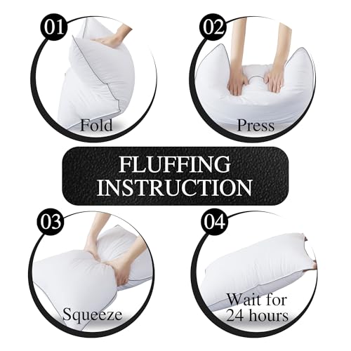 White Goose Down Pillows Set of 2 - King Size 20x36 Bed Pillows