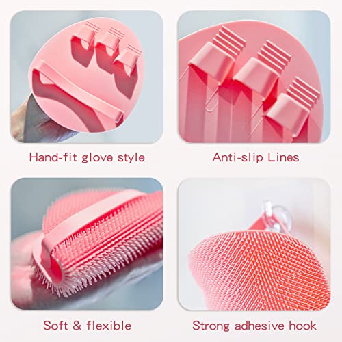 Pink Silicone Body & Scalp Brush Set - 8PCS Personal Care Kit