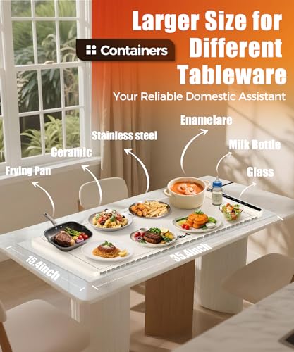 Off White 36x15 Inch Food Warming Mat with Child Lock & Fast Heat