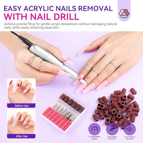SAVILAND Acrylic Nail Kit with Drill & Essential Oil: Professional Acrylic Nails Kit for Beginner with Everything Nail Powder & Liquid Nail Primer Complete Home DIY Kit Salon Women Christmas Gift