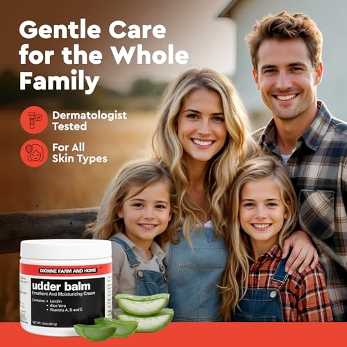 Dionne Farm and Home Udder Balm ? Made in USA ? Lanolin Healing Skin Care Cream for Dry, Cracked Hands ? Non-Greasy Working Hands Cream & Body Moisturizer for Dry Skin Relief, 16 Fl Oz Jar