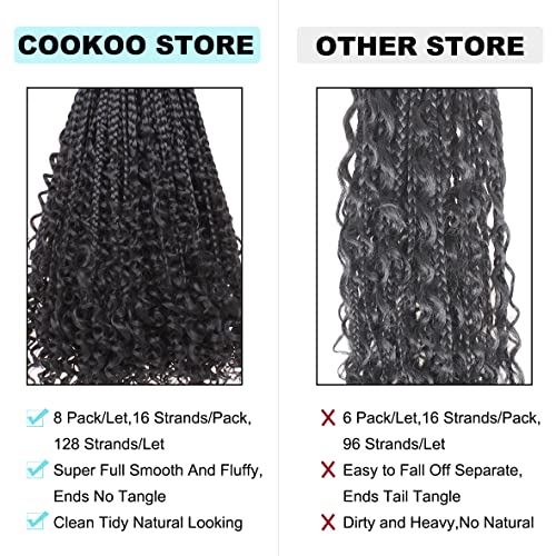 14 Inch Goddess Box Braids Crochet Hair T30 - Boho Style, 8 Packs
