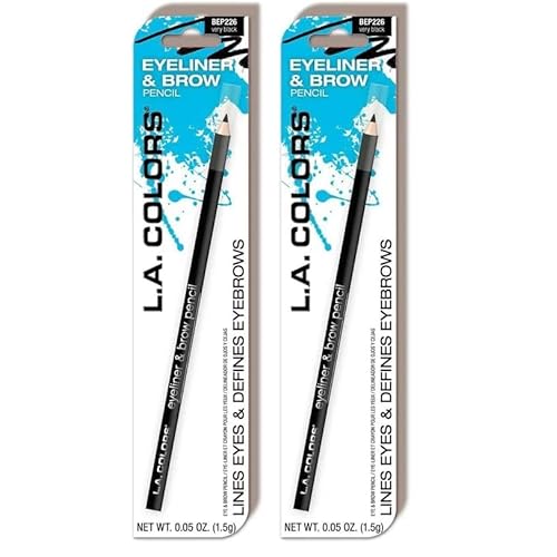L.A. COLORS 7" Eyeliner & Brow Pencil (carded), Very Black CBEP226 (Pack of 2)