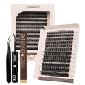 LASHVIEW Lash Extension Kit DIY Lash Clusters Eyelash Extension Kit, 10-16mm NM03 Individual Lashes Kit with Lash Bond and Seal, Lash Tweezers for Self Use