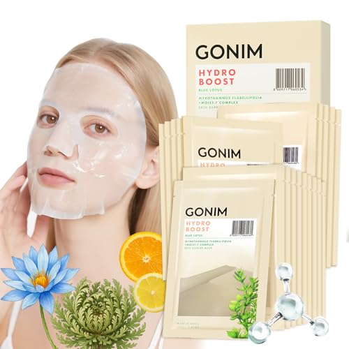 GONIM Face Mask Korean Skin Care with Hyaluronic Acid Serum & Collagen Activation, Hydrating Face Masks Skincare with Vitamin C, Moisturizing Sheet Mask for All Skin, Korean Face Mask 20 Sheets