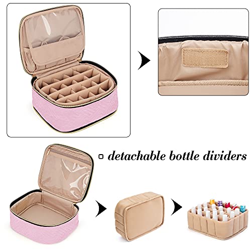 LUXJA Detachable 2 Layers Nail Polish Storage Case Pink - Holds 40 Bottles