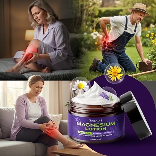 Nighttime Magnesium Lotion with Arnica & Lavender, Chamomile, Topical Magnesium Cream Body Butter for Bedtime, Muscle & Joints Recovery, Leg Stiffness - Relaxation Gift for Mom & Dad, Family