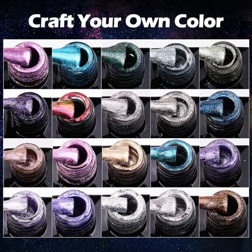 Magnetic Cat Eye Gel Nail Polish Set - 20 Colors with 4 Magnets, Variation 08