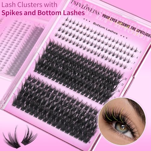 Lash Clusters Wispy Eyelash Clusters 10-18mm 144pcs Cluster Eyelash Extensions Natural Volume Lash Extensions DIY Individual Clusters Soft Thin Clear Band 60+80+100P