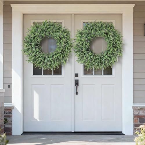 YXZZWL 32'' Artificial Eucalyptus Wreath with Seeds - Green Front Door Decor
