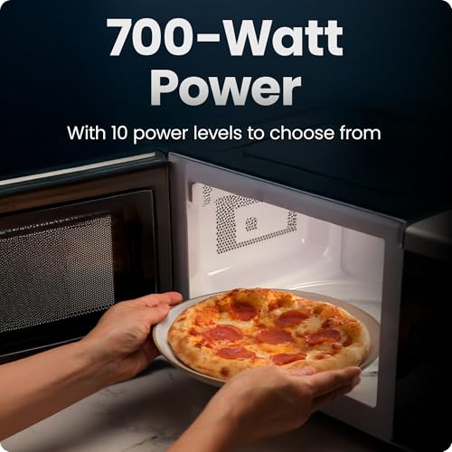 Chefman 0.7 Cu. Ft Countertop Microwave Oven, 700W, 10 Power Levels, 6 Presets, One-Touch Express, Child Lock, Mute, Black