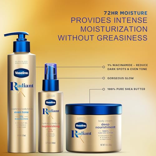 Vaseline Radiant X Skin Care Set with Body Lotion, Cream & Oil – Even Tone & Deep Nourishment