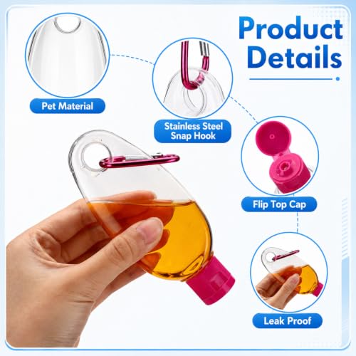 Yalikop 100 Pcs Traveling Bottles with Keychain 2oz Clear Plastic