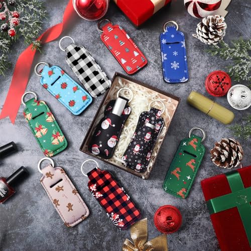 Santa Claus Lip Balm Holder Keychain - 40 Pcs Christmas Lipstick Case Gift