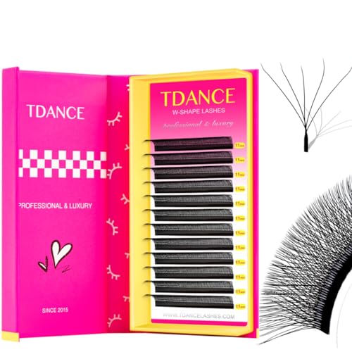TDANCE YY Lash Extensions Premade Volume Eyelash Fans YY Lashes Matte Black W Lashes Extensions(W-5D-0.07-L,8-15 mm)