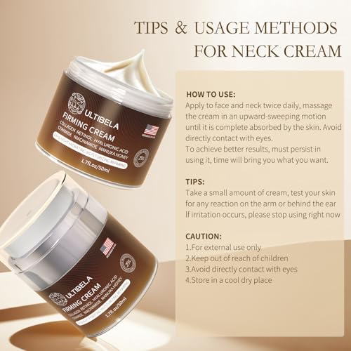 Tighten and Lift Neck Cream, Deep Hydration Neck Firming Cream with Retinol, Collagen & Honey Anti-Aging & Wrinkle Moisturizer for Face, Neck & D?collet? Women & Men 1.7 Fl Oz