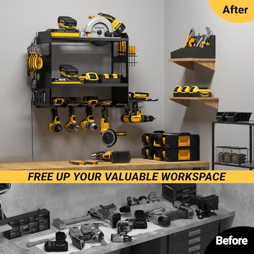 YYR Power Tool Organizer Wall Mount with Charging Station Black