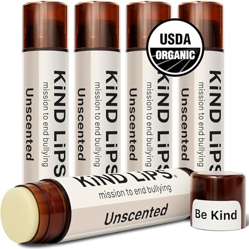 Kind Lips Unscented Organic Lip Balm Fragrance Free Unflavored Natural Moisturizing Lip Care 5 Pack