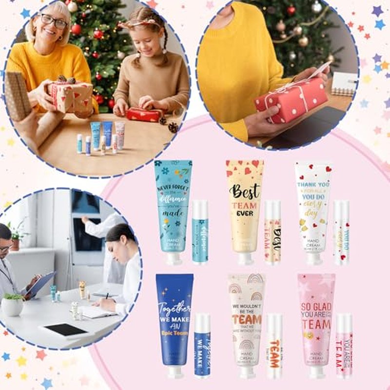 24set/96pcs Best Team Ever Gifts Team Appreciation Thank You Gifts for Coworkers Women Employee Appreciation Gift Party Favors Basket Stuffers Items Travel Hand Lotion and Lip Balm Set