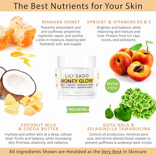 HONEY GLOW Radiance Cream - Manuka Honey Face Moisturizer with Coconut & Apricot, Anti-Aging 2 oz