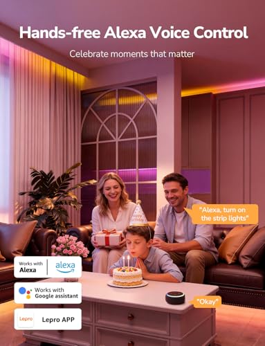 Lepro S1 100ft AI Smart LED Strip Lights with IC, WiFi Compatible, 2 Rolls of 50ft