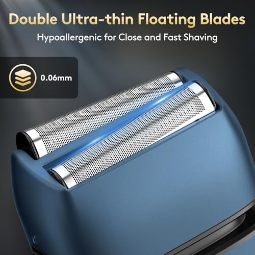 Brightup Blue Foil Shaver for Men - Electric Razor with Close Shaving & Trimmer