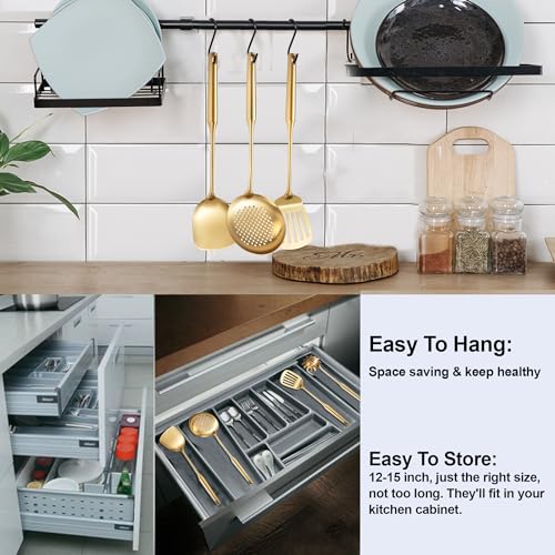 NIITAWH Gold 13-Piece Stainless Steel Kitchen Utensil Set - 12-13.7"