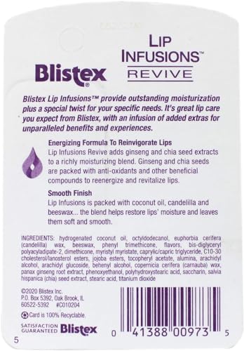 Blistex Lip Infusions Revive Lip Moisturizer 0.13 oz (6 Pack) - Hydrating Lip Care