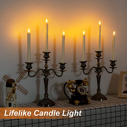 Ivory 48 Pack Flameless Taper Candles with Remote & Timer - Battery Operated LED Candlesticks for Wedding & Holiday Decor