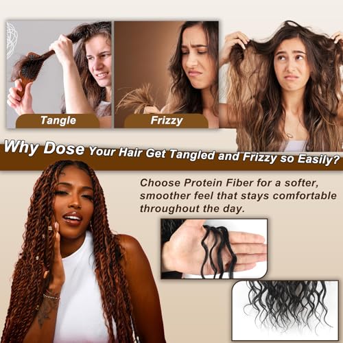 Vynoro Senegalese Twist Crochet Hair 18 Inch Pack of 8 T30 - Curly Ends, Natural Look