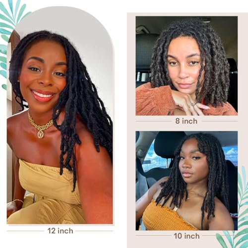 12 Inch Human Hair Dreadlock Extensions - 30 Strands #1B 0.6cm Interlocking Locs - Natural Black - Handmade Permanent Dreads (Variation #1B / 12 Inch-30s-0.6cm)