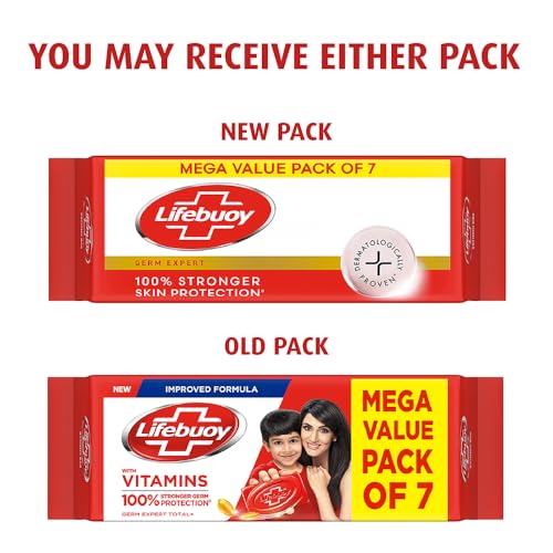 MCSYPOAL Lifebuoy Total 10 Germ Protection Bathing Soap Bar, 125g (Combo Pack of 7) | Bathing Soap that Protects Against Viruses and Germs