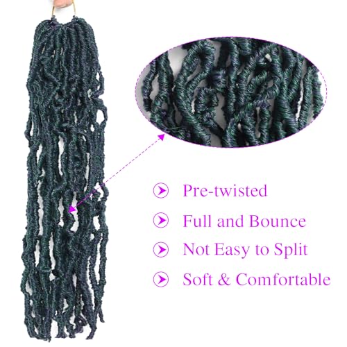 VIOLET 18 Inch Faux Locs Crochet Hair - 6 Packs M1B/Green, Soft Natural Synthetic Extensions
