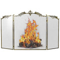 WICHEMI Vintage Style 3-Panel Fireplace Screen 50x32 Inch Bronze - Foldable Safety Guard