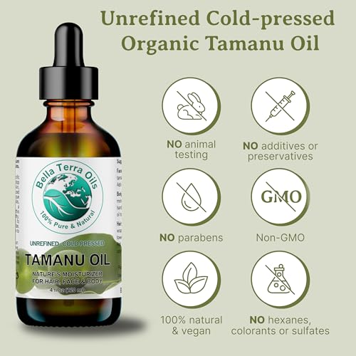 Bella Terra Oils - Organic Tamanu Oil 16 oz - Harness the Power of Nature, Infused with Stearic Acid & Calophyllolide, Perfect Choice for Luxurious Skin Nourishment