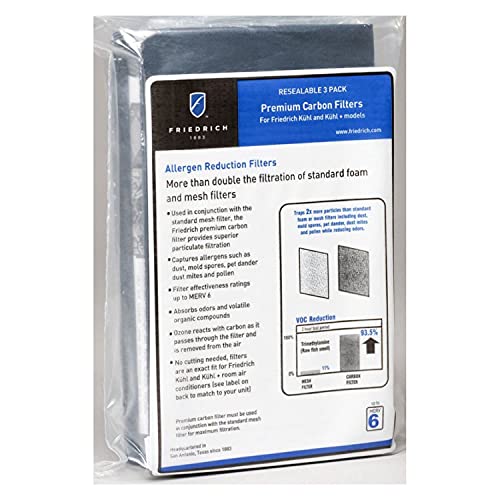 Friedrich Carbon Filter 3-Pack for Kuhl Series Air Purifiers - MERV 6