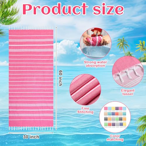 Multicolor Turkish Beach Towels 24 Pack - Extra Large 30x60 Inch Quick Dry Cotton