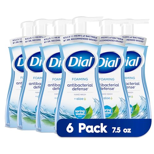 Dial Antibacterial Foaming Hand Soap Refill, Spring Water, 52 fl oz & Antibacterial Foaming Hand Wash, Spring Water, 7.5 fl oz (Pack of 6)