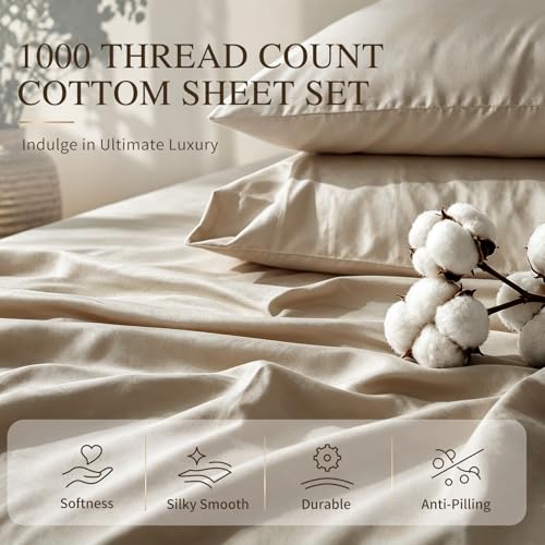 California King Cotton Sheet Set - Extra Deep Pocket 22 Inch Linen