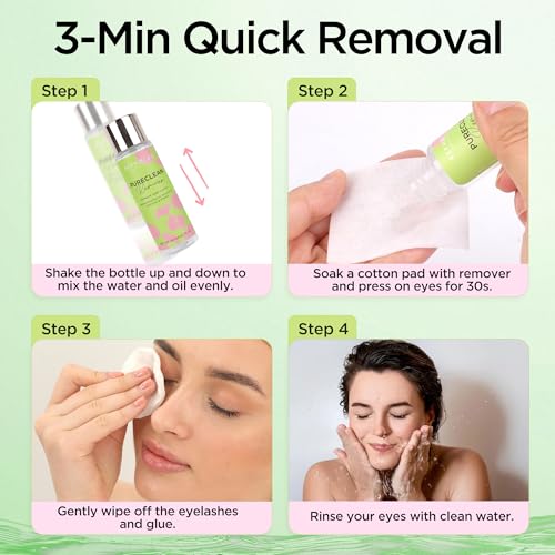 BEPHOLAN Cluster Lash Glue Remover 60ml, DIY Eyelash Extension Remover, Bond & Seal Adhesive Professional & Self Use, for Sensitive Eyes, Eye Makeup & Mascara Remover