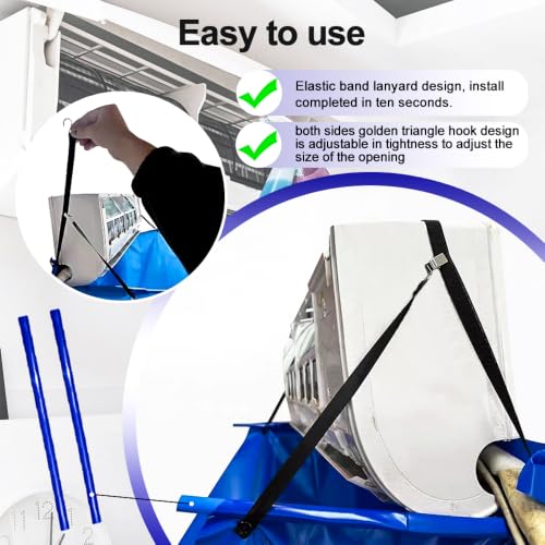 9Pcs Air Conditioner Cleaning Kit with Support Rods, Heavy-Duty Washing Tool & Water Bag
