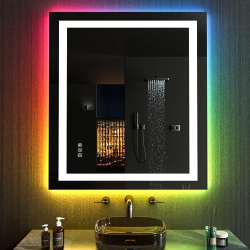 RGB LED Bathroom Mirror with Lights, Dimmable & Anti-Fog, 20x28 Inches - Variation Rgb / 28L x 20W