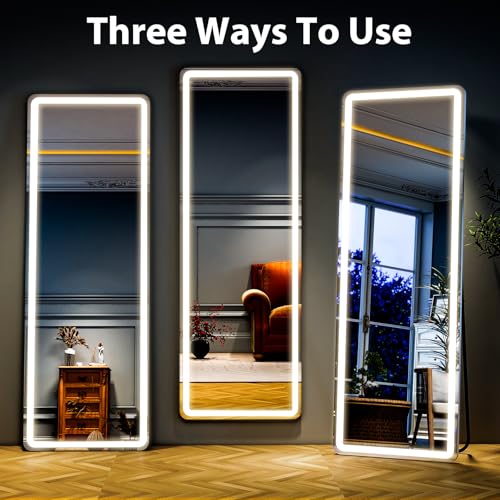 60-inch Full Length Mirror with LED Lights for Bedroom Floor Decor