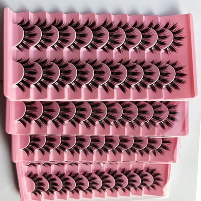 10 Pairs Pack Manga Anime False Eyelashes 3D Mink Eyelashes Thick Long Multilayer Fluffy,Dramatic False Eyelashes Handmade(M-03)