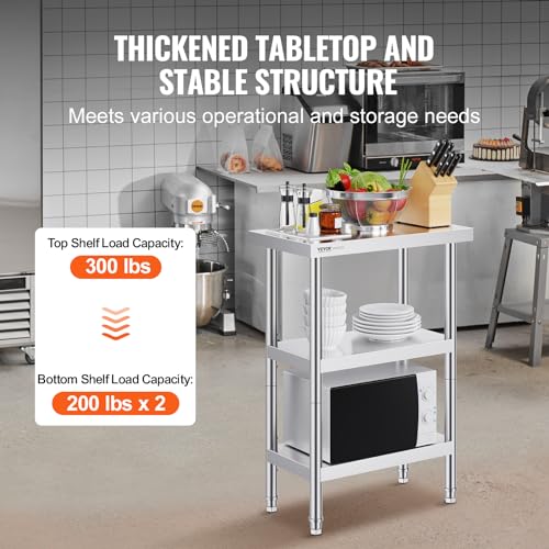 14 x 24 x 34 Inch Stainless Steel Food Prep Table - Heavy Duty Commercial Workstation